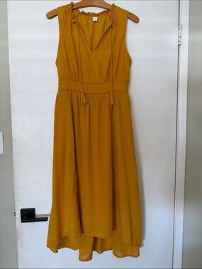 Old Navy Mustard High-Low Sleeveless Dress with Tassel Tie